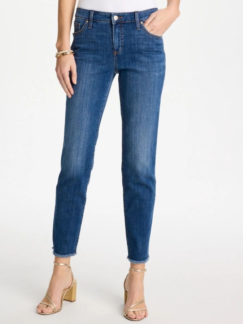 Chico’s Perfect Stretch Girlfriend Slim Leg Ankle Jeans Size 1 US 8 Dark Wash